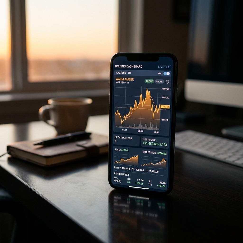 Interface mobile Drenvo affichant la plateforme de trading crypto IA